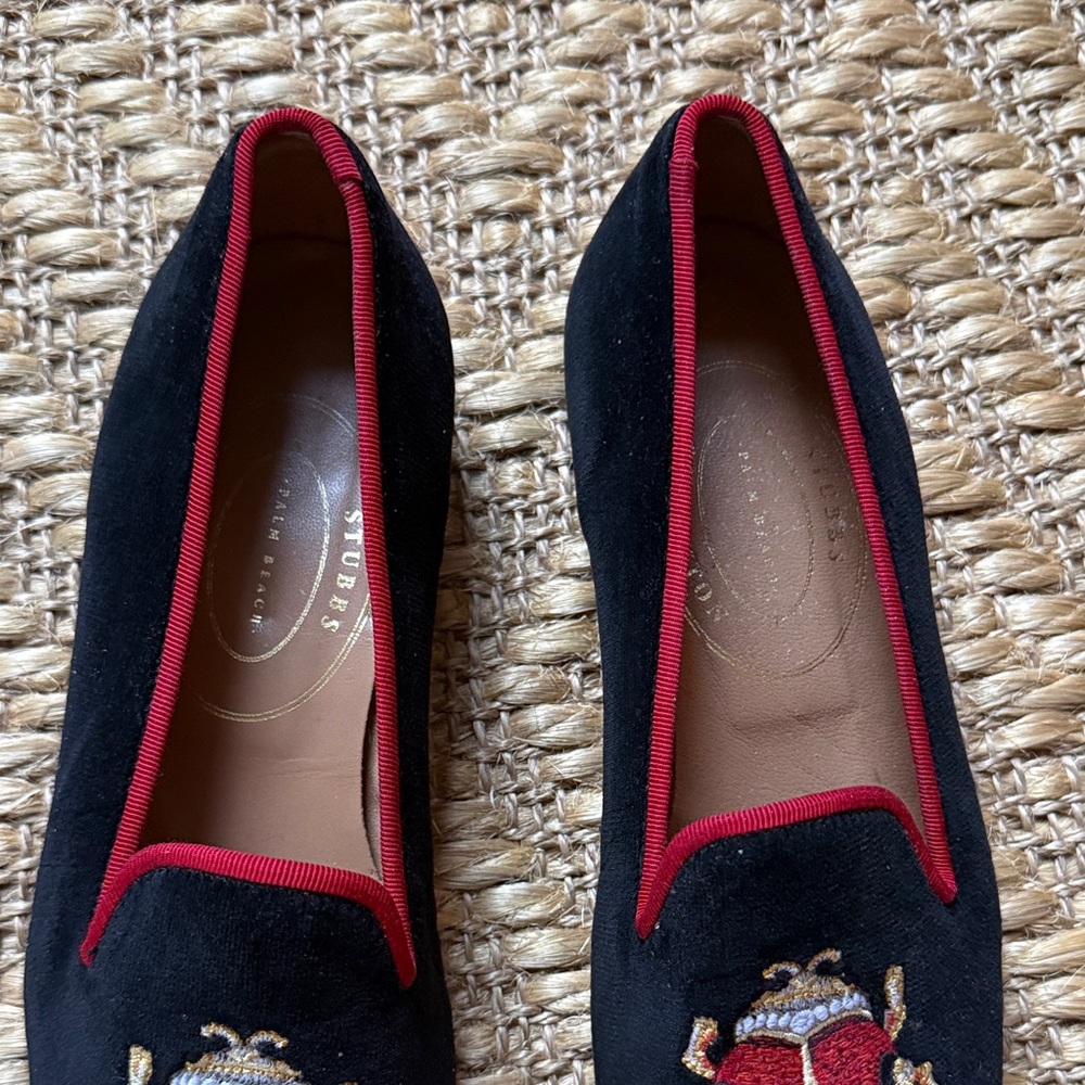 Stubbs & Wootton Black and Red Loafers - Picture 3 of 8